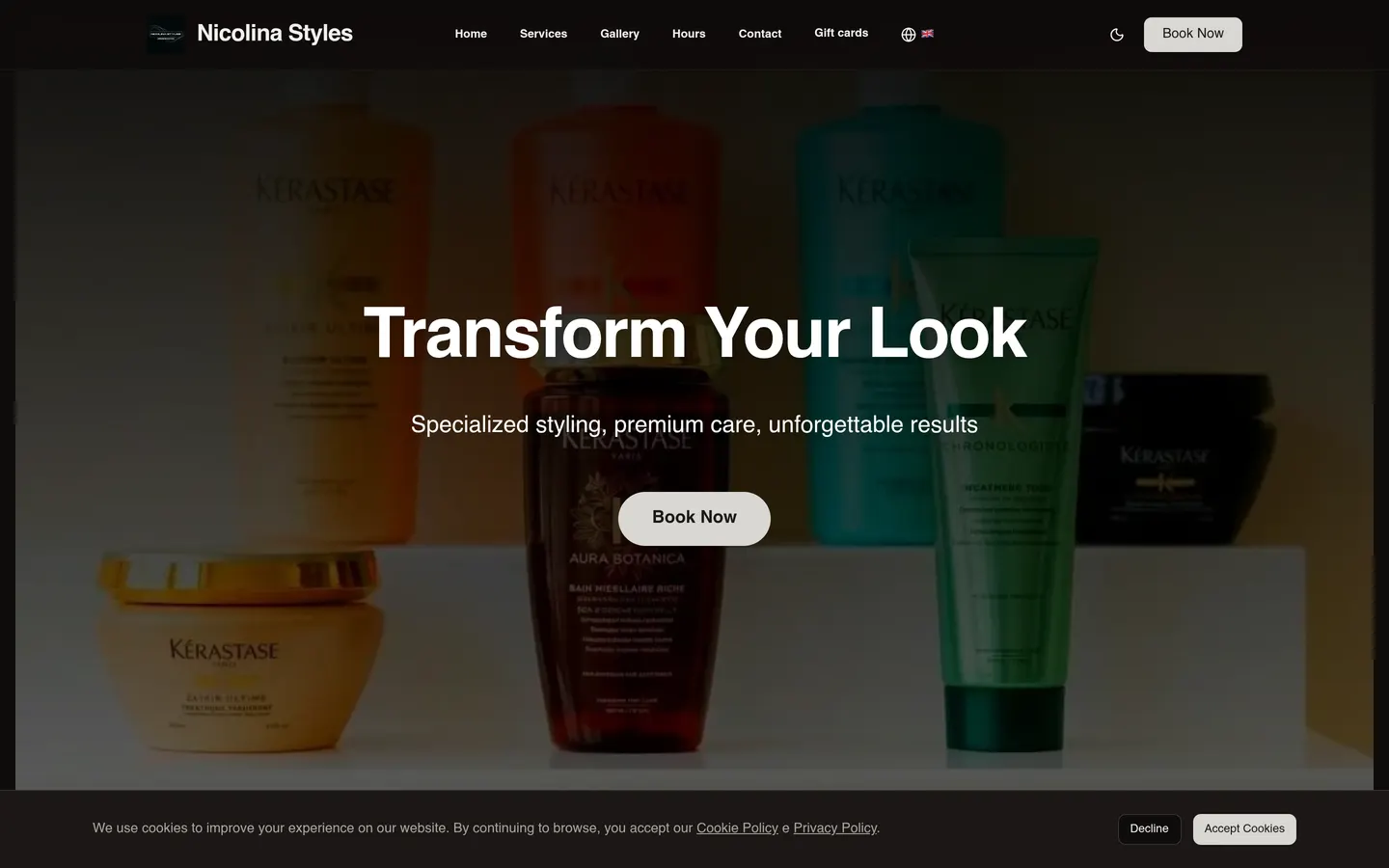 Nicolina Styles — Salon Booking Website — live website